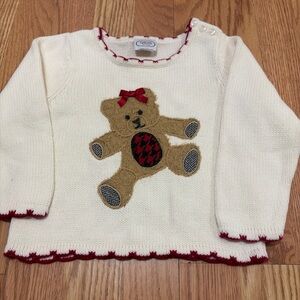 Talbots Kids Winter White Sweater w/Teddy Bear